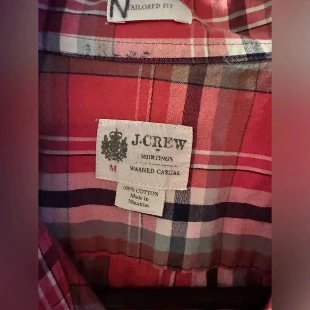 J. Crew plaid button down shirt.  Men’s size medium